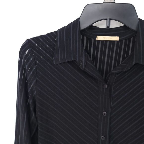 Forever 21 Y2K Top Womens Medium 3/4 Sleeve Stretch Button Sheer Sexy Vintage - Picture 5 of 8